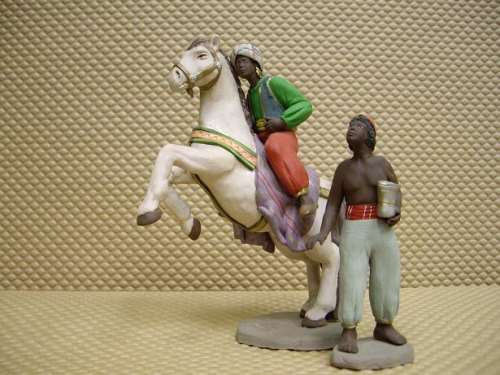 C. DELGADO rey Baltasar a caballo con paje. 11 cms. 2007