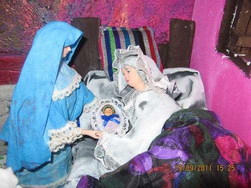 Santa Ana y la partera detalle de "La natividad de la Virgen María"
